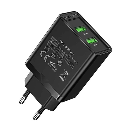 آداپتور شارژر ونشن مدل FBAB0-EU Two-Port  USB(A+A) Wall Charger (18W/18W) EU-Plug Black