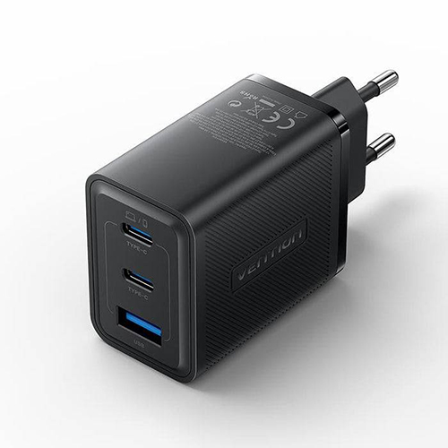 آداپتور شارژر ونشن مدلFERB0-EU 3-Port USB (C + C + A) GaN Charger (65W/65W/60W) EU-Plug Black